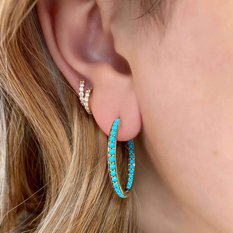 Slim Turquoise Hoops