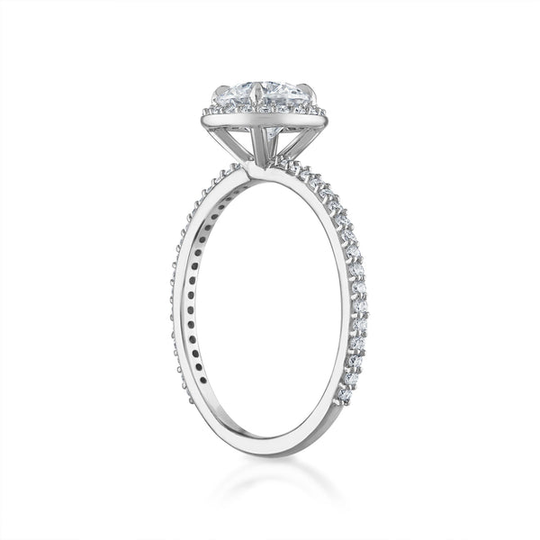 Round Pave Halo Engagement Ring in Platinum