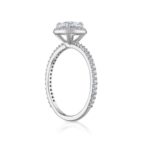 Round Pave Halo Engagement Ring in Platinum