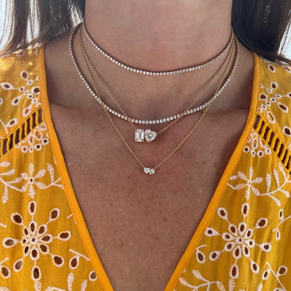 Mini Heart and Pear Two Stone Necklace