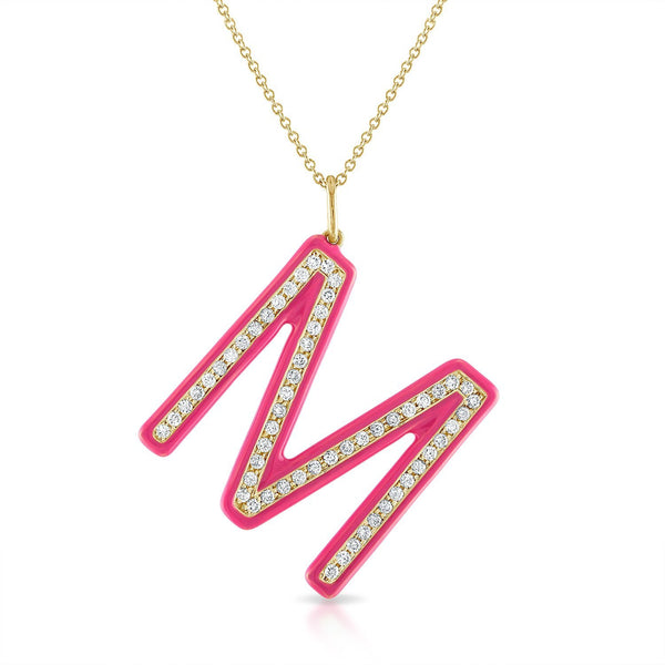 Enamel and Diamond Initial Charm