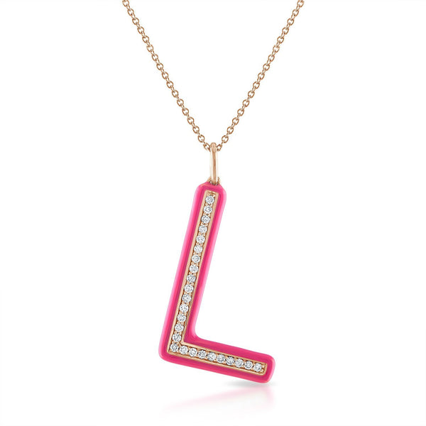 Enamel and Diamond Initial Charm