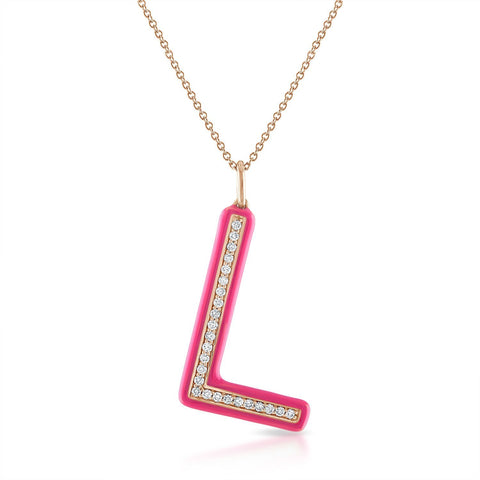 Enamel and Diamond Initial Charm