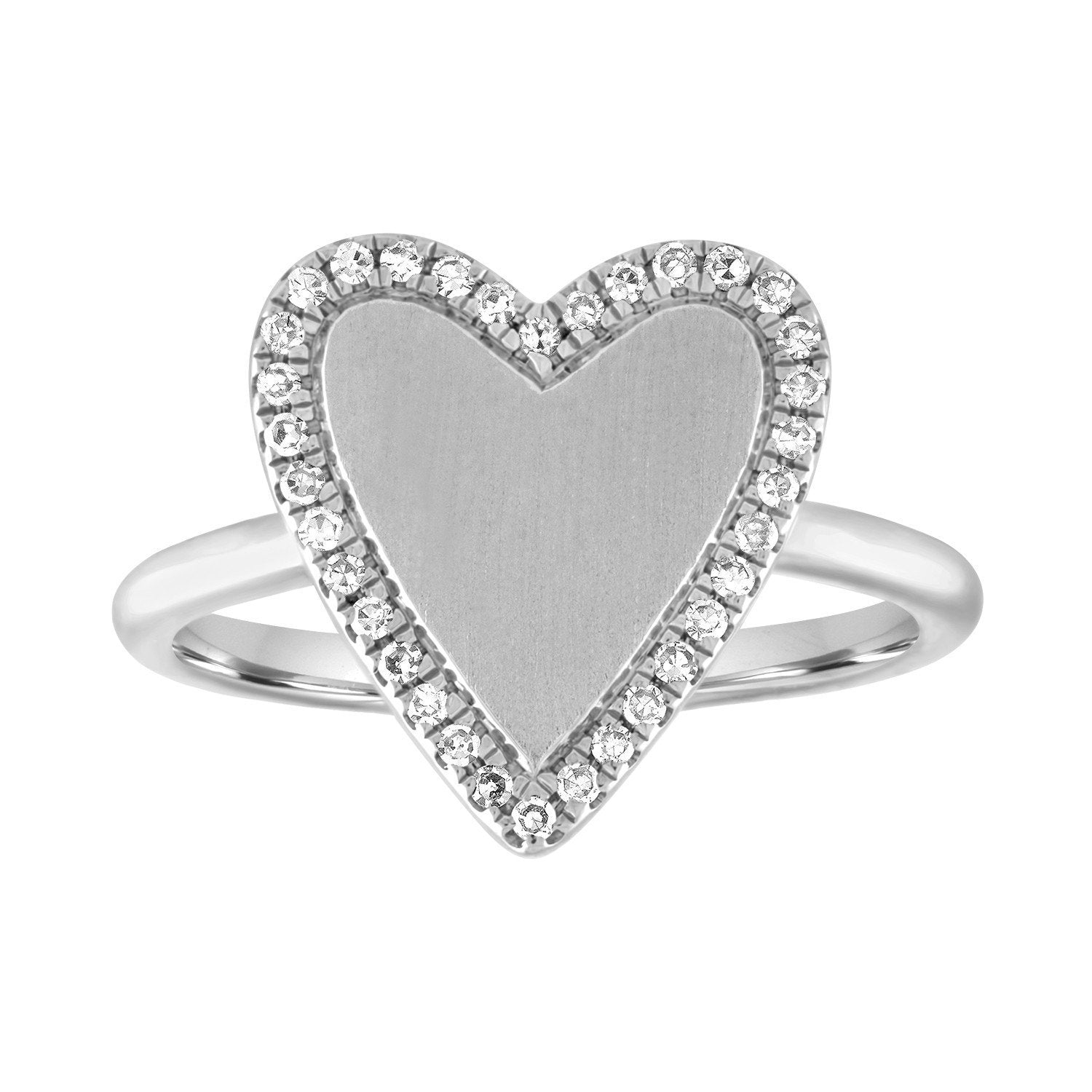Gold Heart with Pave Outline Ring