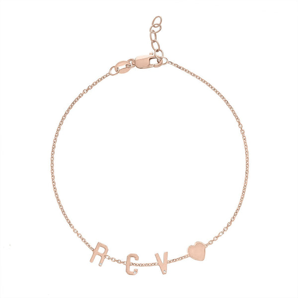 Mini Initial Bracelet with Heart