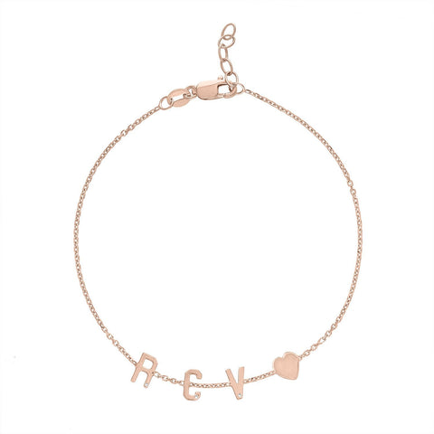 Mini Initial Bracelet with Heart