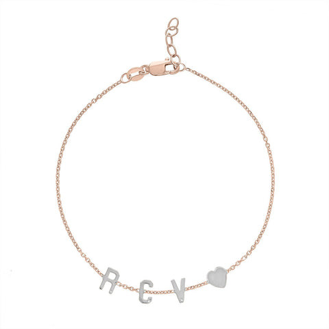 Mini Initial Bracelet with Heart