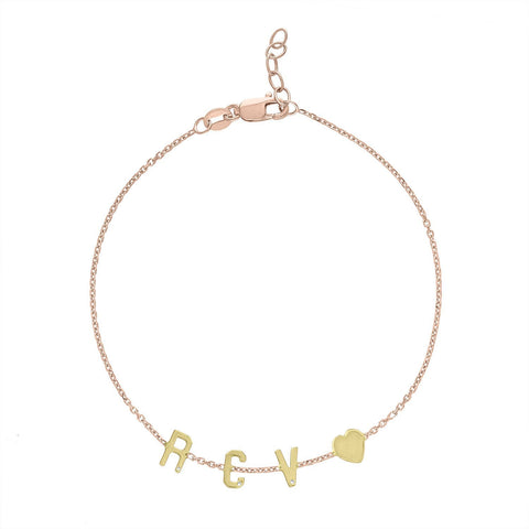 Mini Initial Bracelet with Heart