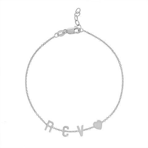 Mini Initial Bracelet with Heart