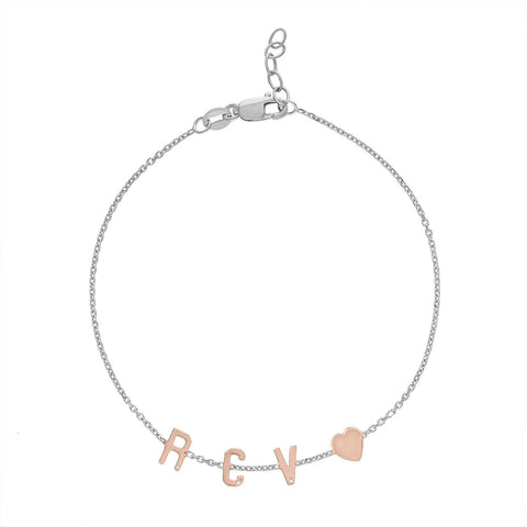 Mini Initial Bracelet with Heart