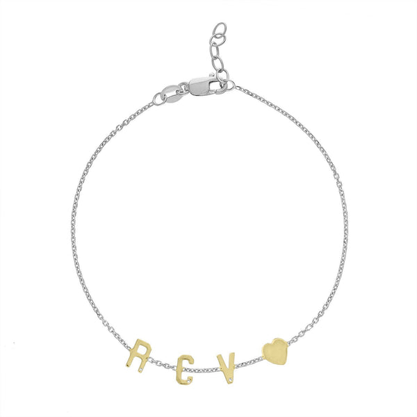 Mini Initial Bracelet with Heart