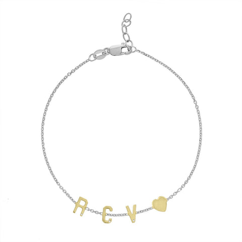 Mini Initial Bracelet with Heart