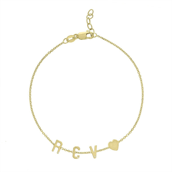 Mini Initial Bracelet with Heart