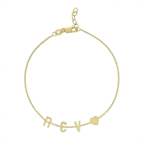 Mini Initial Bracelet with Heart