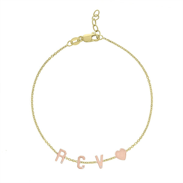 Mini Initial Bracelet with Heart