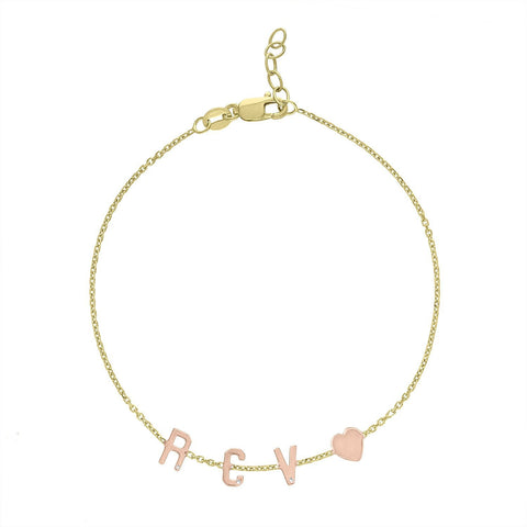 Mini Initial Bracelet with Heart