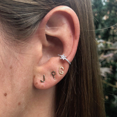 Mini Initial Studs with Single Diamond