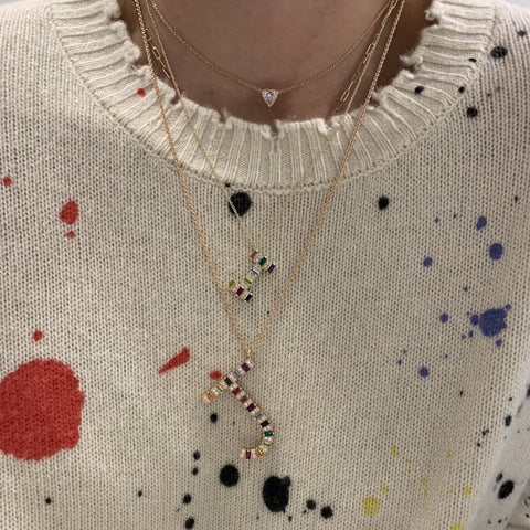 Mini Gemstone Initial Necklace