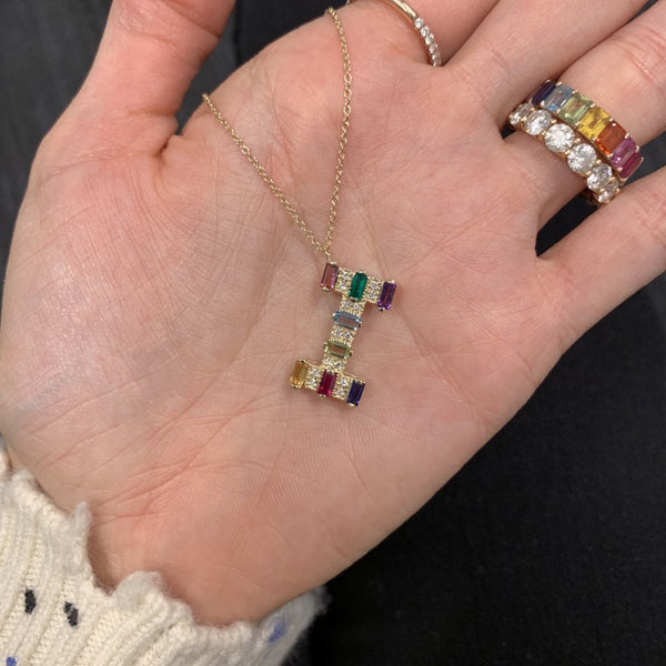 Mini Gemstone Initial Necklace