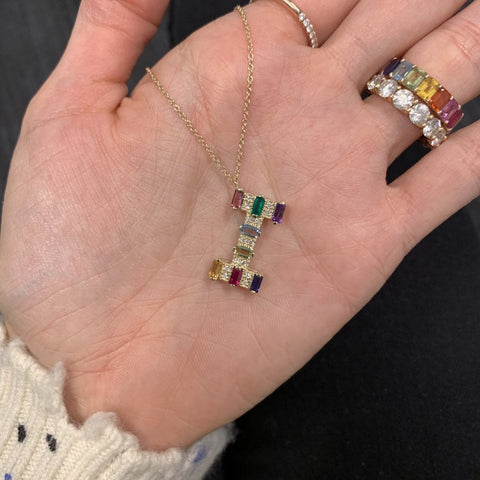 Mini Gemstone Initial Necklace