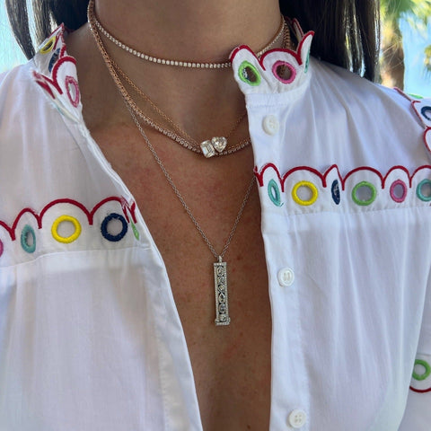 Mini Personalized Single-Sided Pave Slider Pendant™