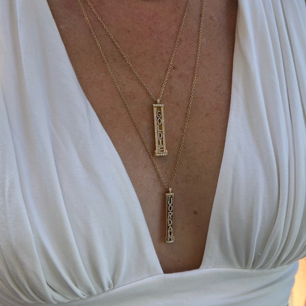 Mini Personalized Single-Sided Pave Slider Pendant™