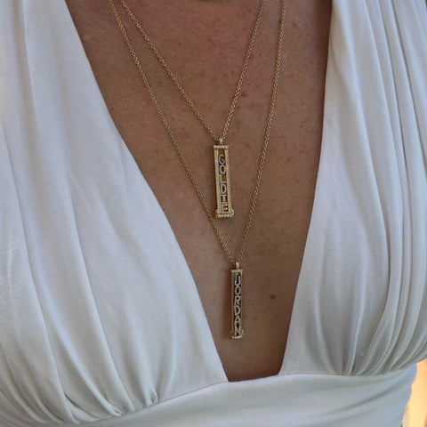 Mini Personalized Single-Sided Pave Slider Pendant™