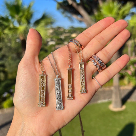 Mini Personalized Single-Sided Pave Slider Pendant™