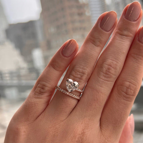 SOLD: 2.02ct Heart Shaped Pave Band and a Half Engagement Ring
