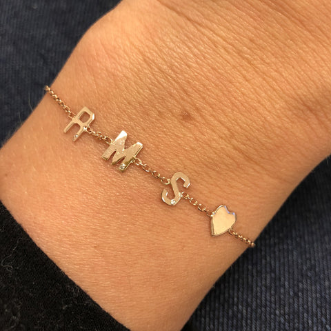 Mini Initial Bracelet with Heart