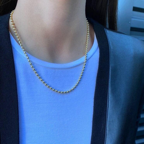 Large Gold Bead Chain Necklace