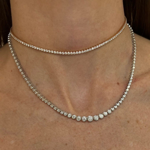 Graduated Bezel Set Tennis Necklace