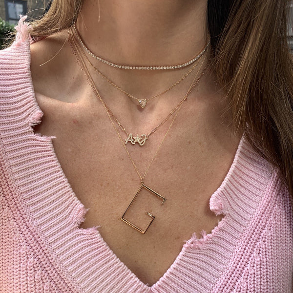 Jumbo Script Initial and Star Necklace
