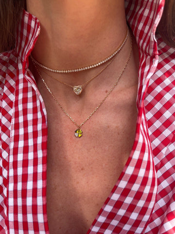 Dora Gold Mini Clover with One Diamond Leaf Necklace