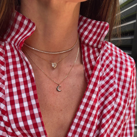 Dora Gold Mini Diamond Crescent Charm Necklace