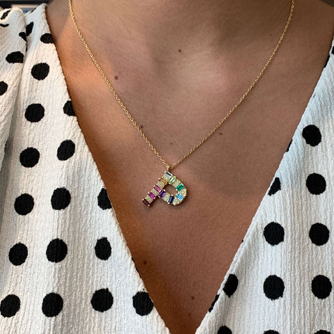 Mini Gemstone Initial Necklace