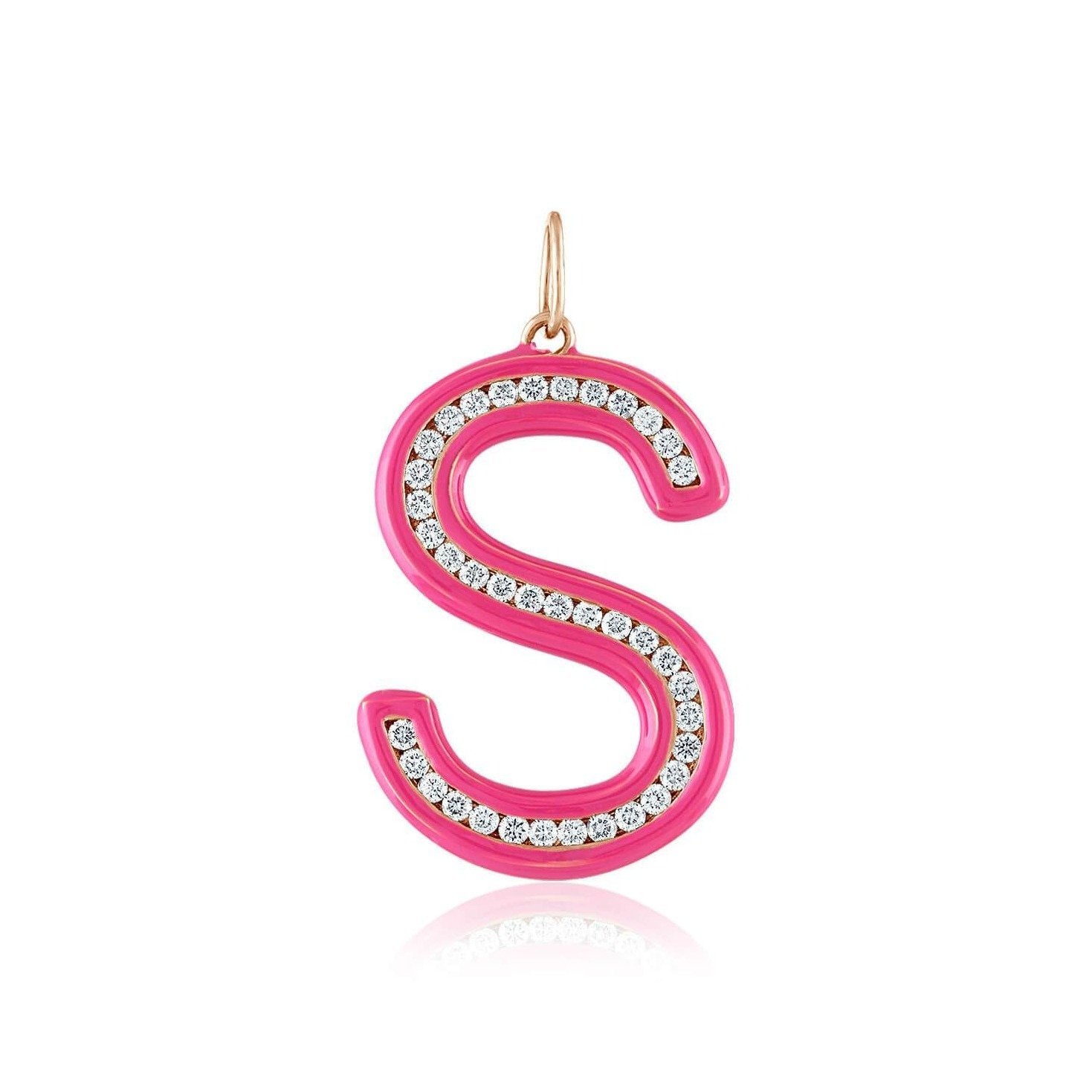 Enamel and Diamond Initial Charm
