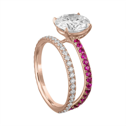Band and a Half Engagement Ring with Round Diamond