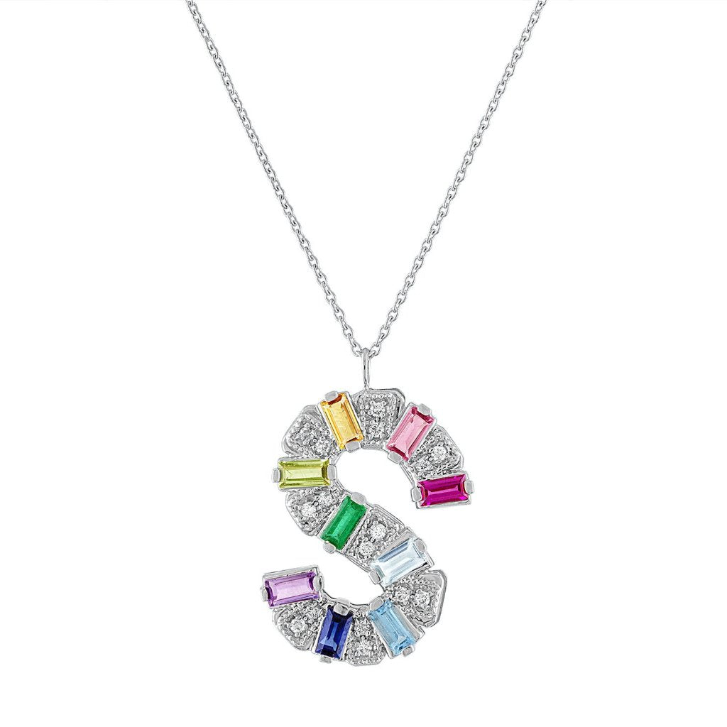 Mini Gemstone Initial Necklace