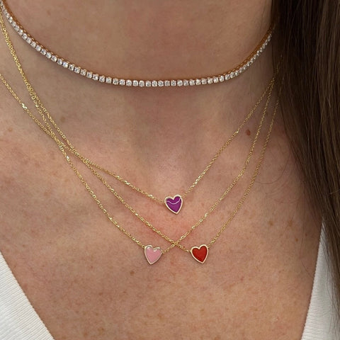 Mini Enamel Heart Necklace