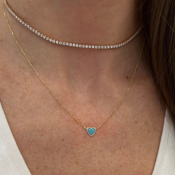 Mini Enamel Heart Necklace