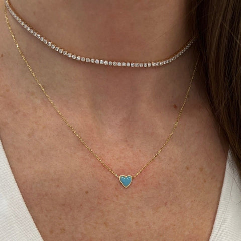 Mini Enamel Heart Necklace