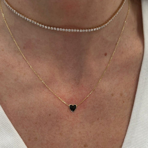 Mini Enamel Heart Necklace