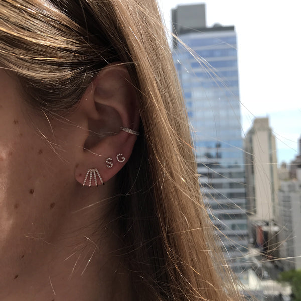 Mini Diamond Initial Stud Earrings