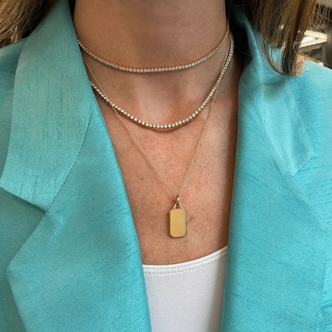Dora Gold and Diamond Rectangular Tablet Charm