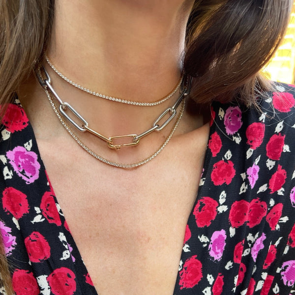 Saxon Two Toned Elongated Chain Link Necklace