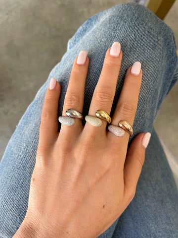 Gold and Diamond Jumbo Double Dome Ring