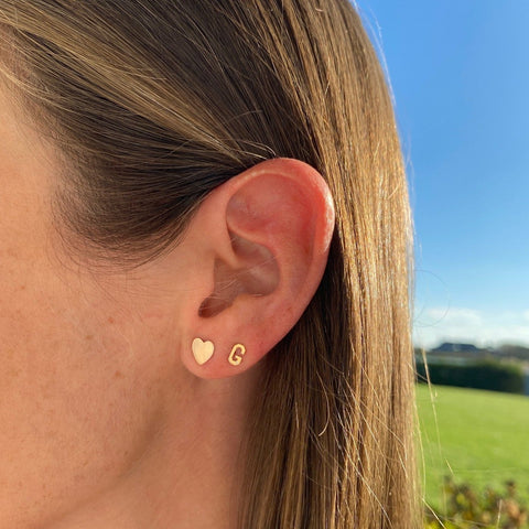 Mini Initial Studs with Single Diamond
