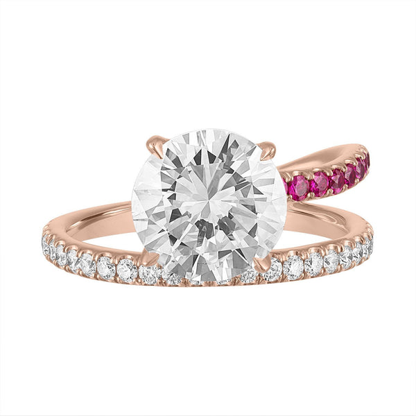 Band and a Half Engagement Ring with Round Diamond
