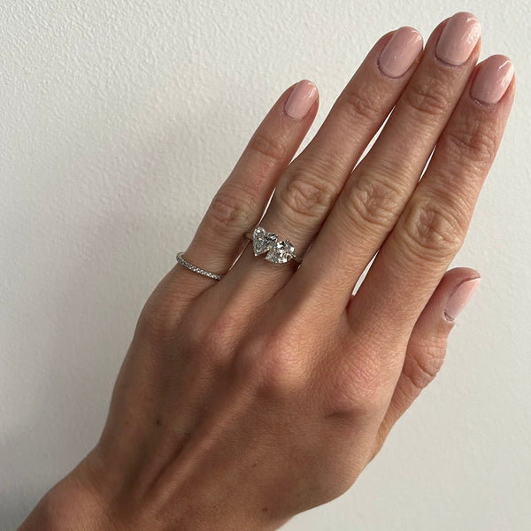 1.70cttw Heart Shaped and Pear Shaped Two-Stone Engagement Ring